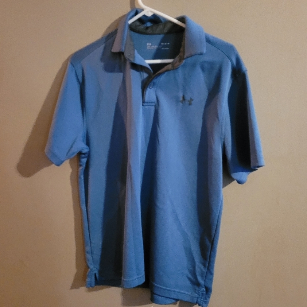 Under Armour Blue Polo Shirt Moisture-Wicking Athletic Wear M - Picture 1 of 4